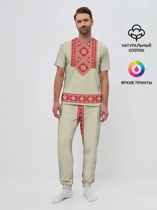 Мужская пижама с брюками / Рубаха