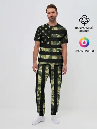 Мужская пижама с брюками / American Flag Camo