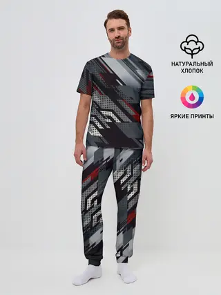 Мужская пижама с брюками / Металлическая текстура