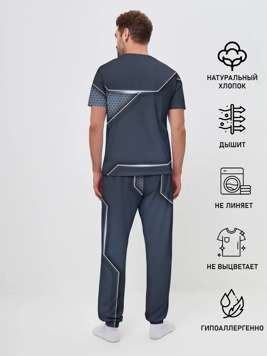 Мужская пижама с брюками / Металлическая 3D основа