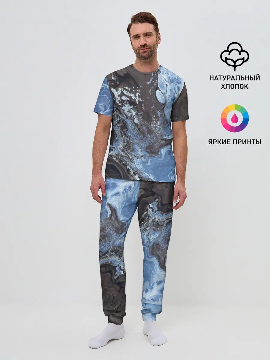 Мужская пижама с брюками / Волны