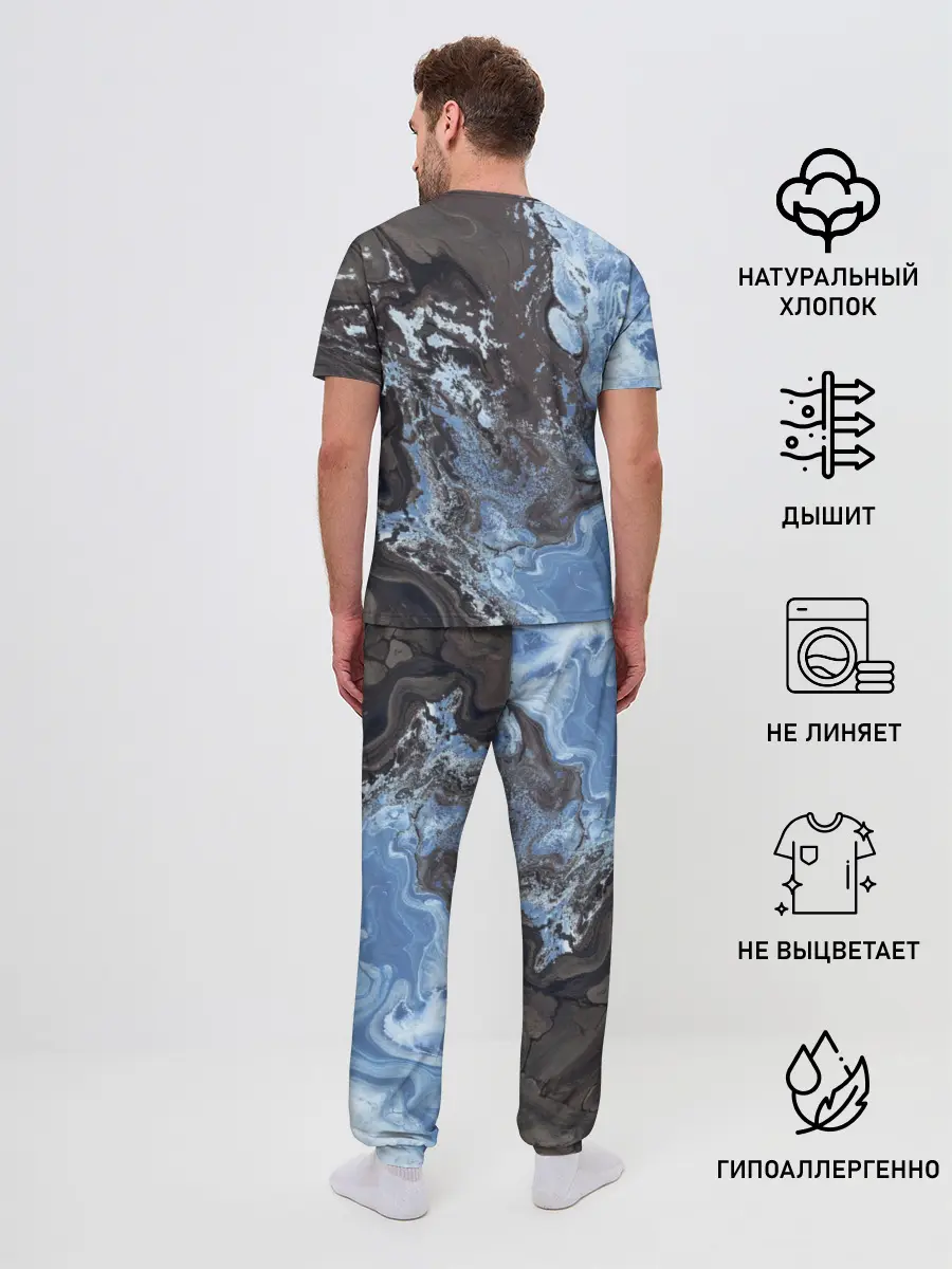 Мужская пижама с брюками / Волны