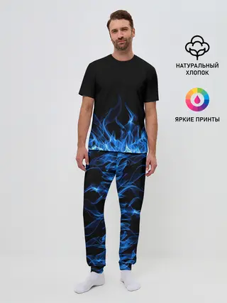 Мужская пижама с брюками / Синий Огонь