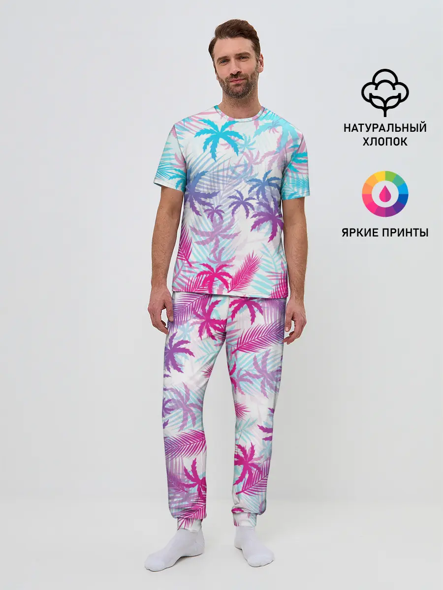 Мужская пижама с брюками / НЕОНОВЫЕ ПАЛЬМЫ