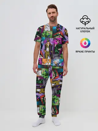 Мужская пижама с брюками / Паттерн джоджо кира спидвагон