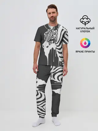 Мужская пижама с брюками / Зебра