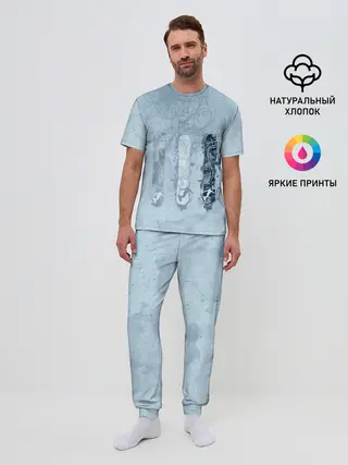 Мужская пижама с брюками / три сноуборда