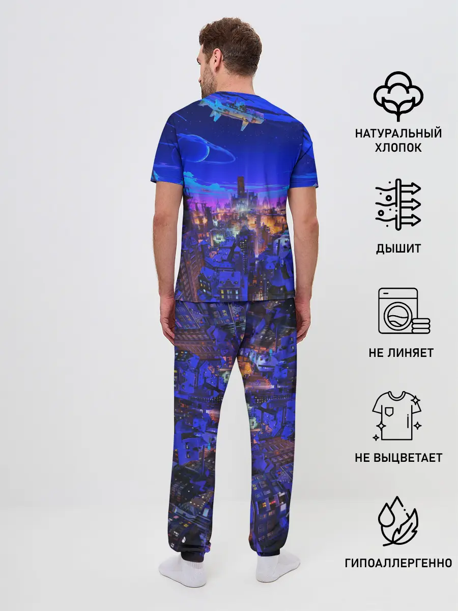 Мужская пижама с брюками / Сказочный город