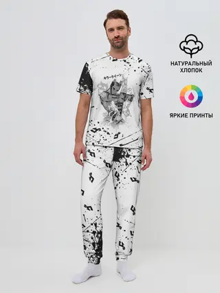 Мужская пижама с брюками / KILLER QUEEN черные брызги