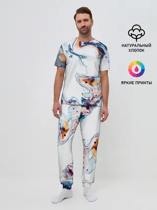 Мужская пижама с брюками / Брызги красок