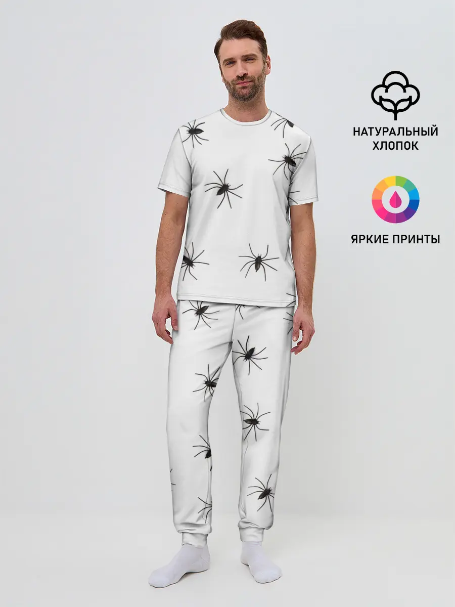Мужская пижама с брюками / Пауки