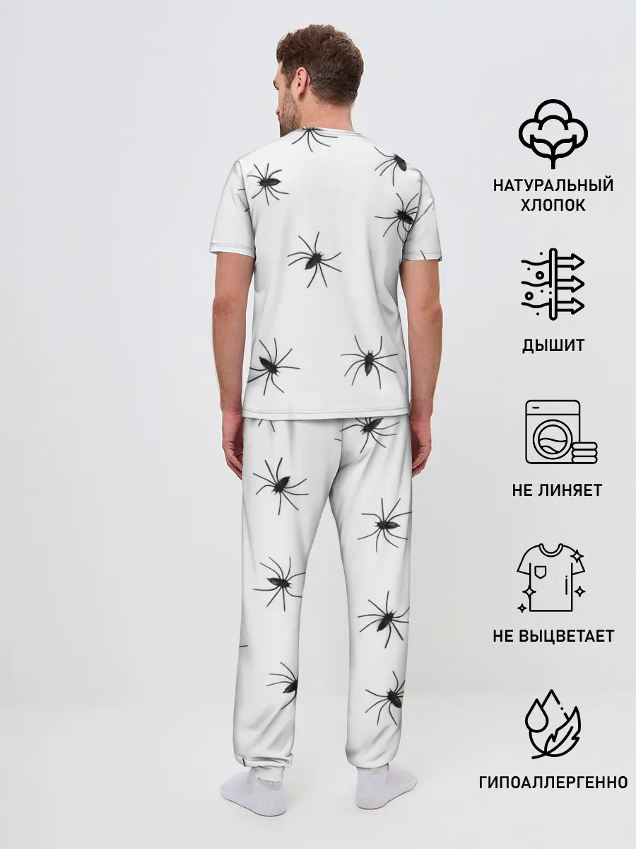Мужская пижама с брюками / Пауки