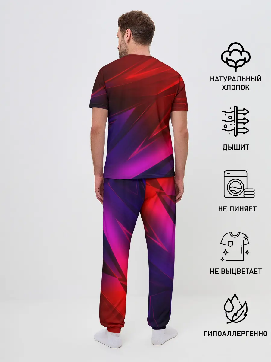 Мужская пижама с брюками / NEON GEOMETRY STRIPES