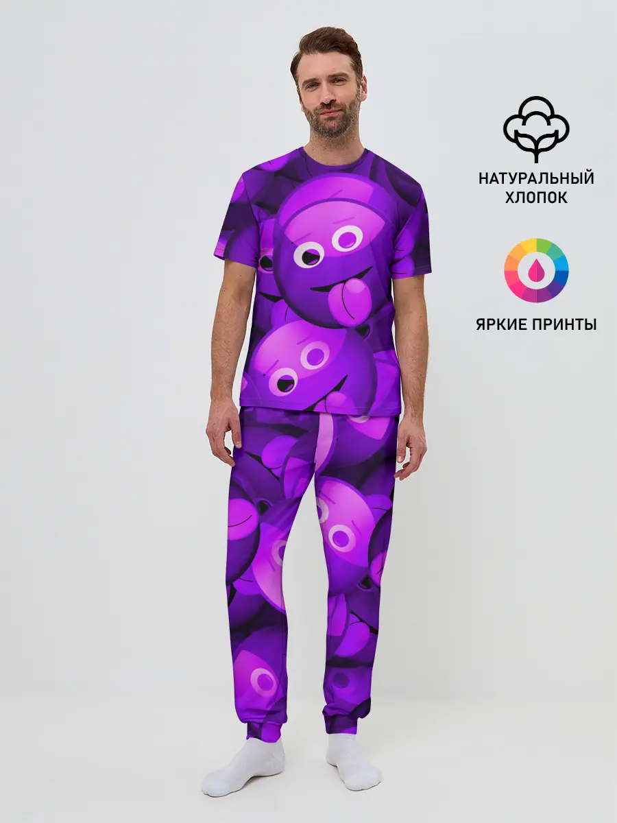 Мужская пижама с брюками / НЕОНОВЫЕ СМАЙЛЫ
