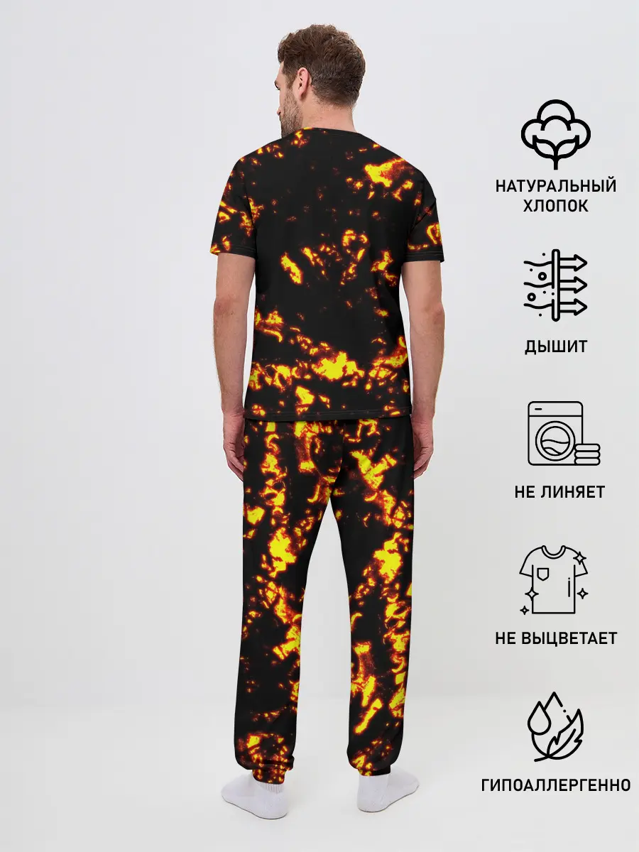 Мужская пижама с брюками / Kimetsu no Yaiba желтое пламя