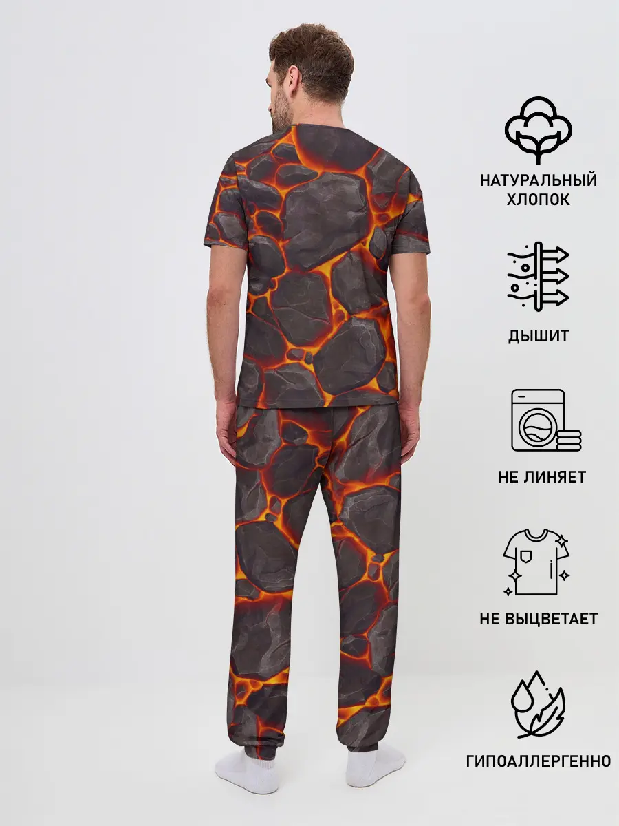 Мужская пижама с брюками / Лава