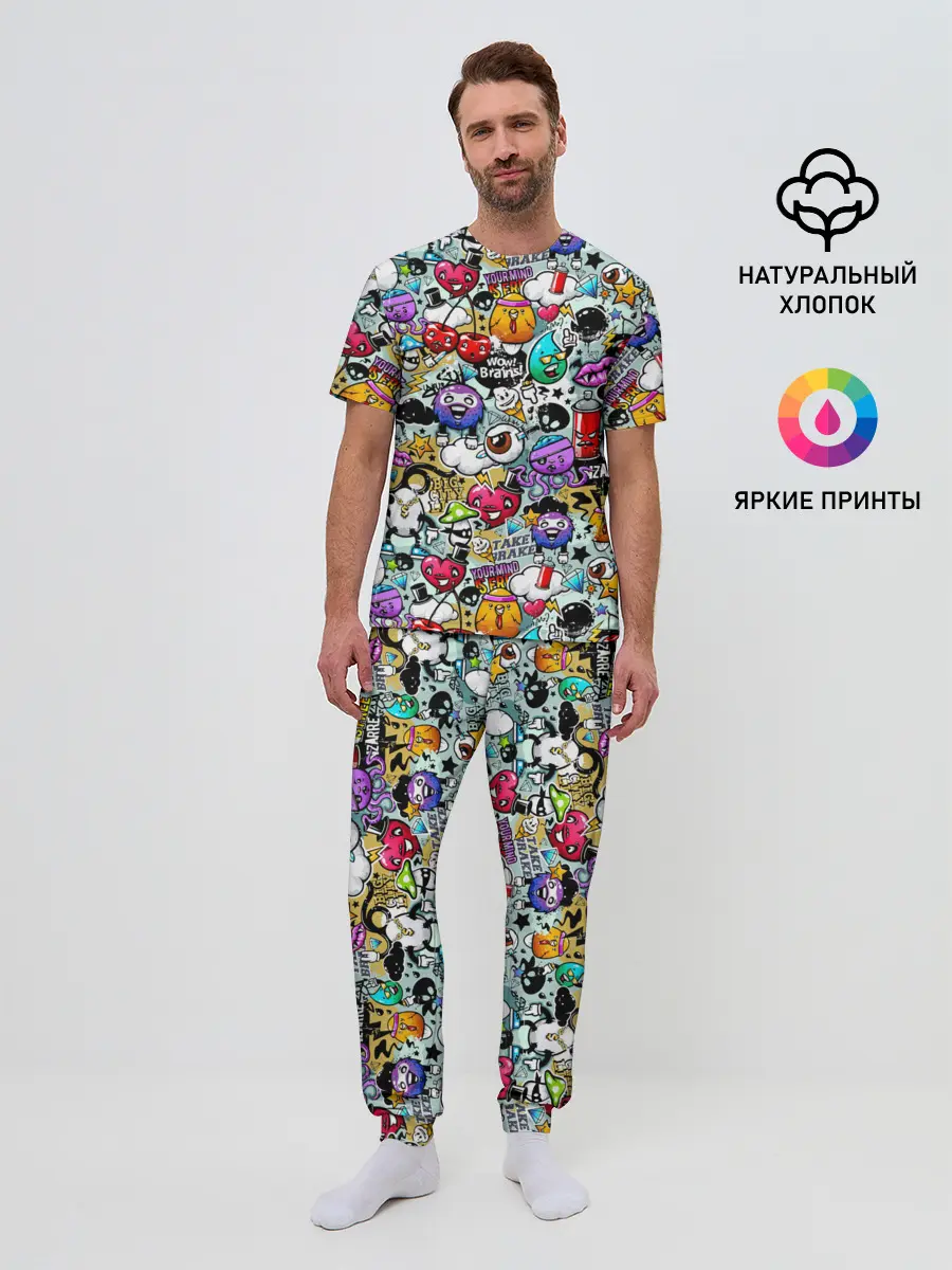 Мужская пижама с брюками / Stickerboom