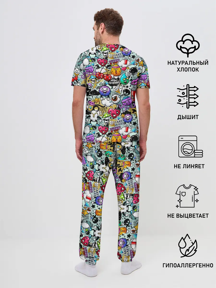 Мужская пижама с брюками / Stickerboom