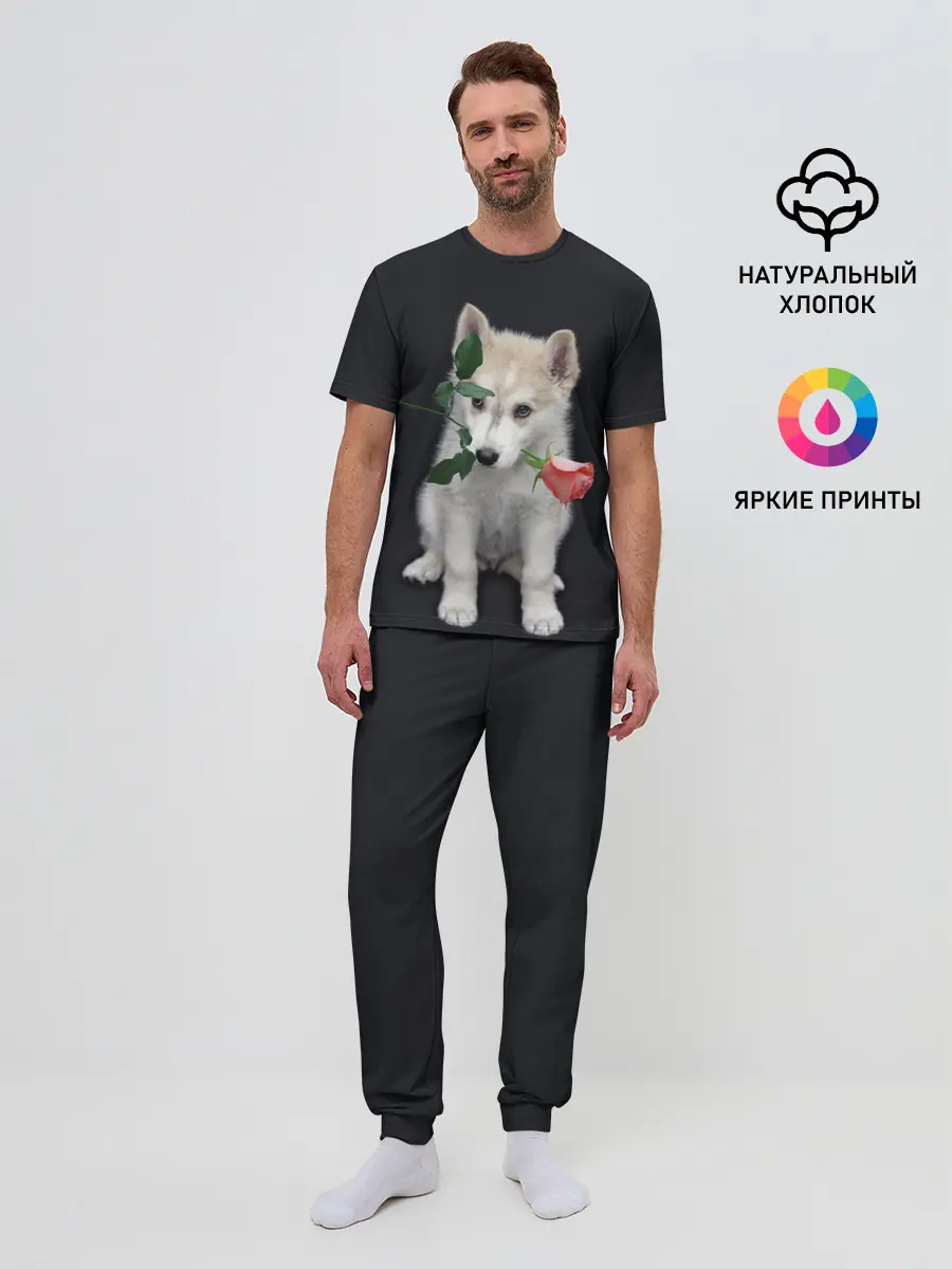 Мужская пижама с брюками / Щенок в подарок