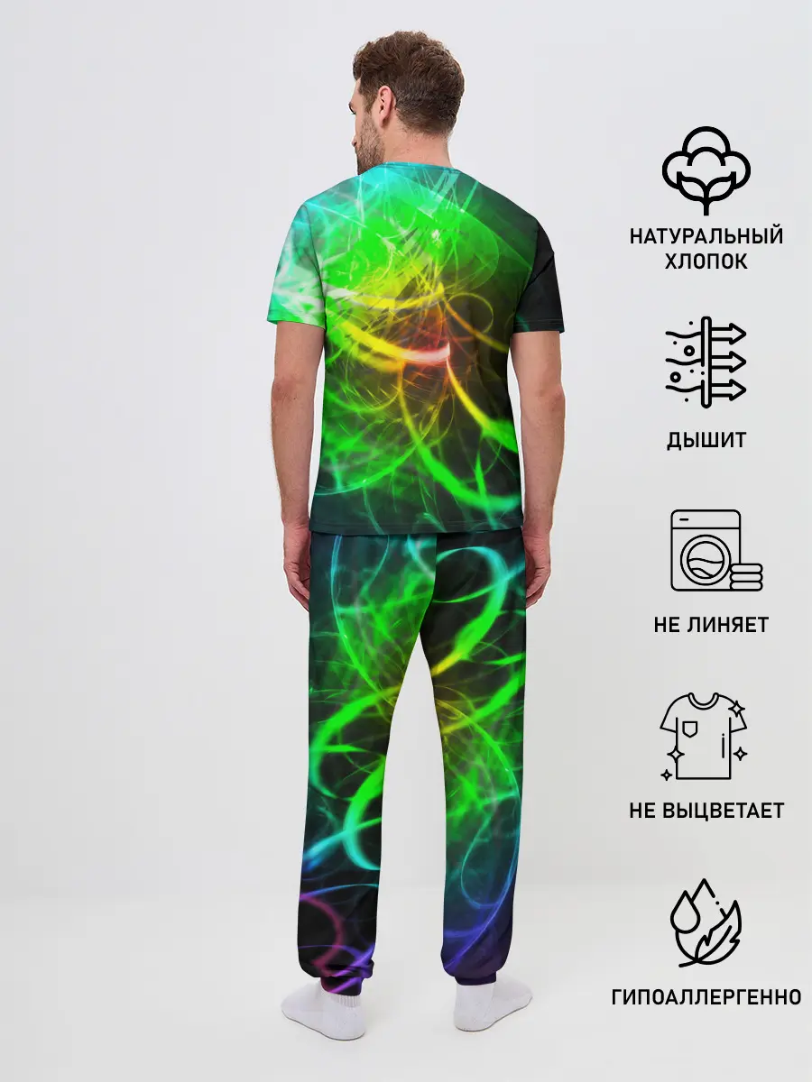 Мужская пижама с брюками / ЗЕЛЕНЫЙ НЕОН