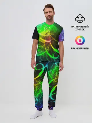 Мужская пижама с брюками / ЗЕЛЕНЫЙ НЕОН
