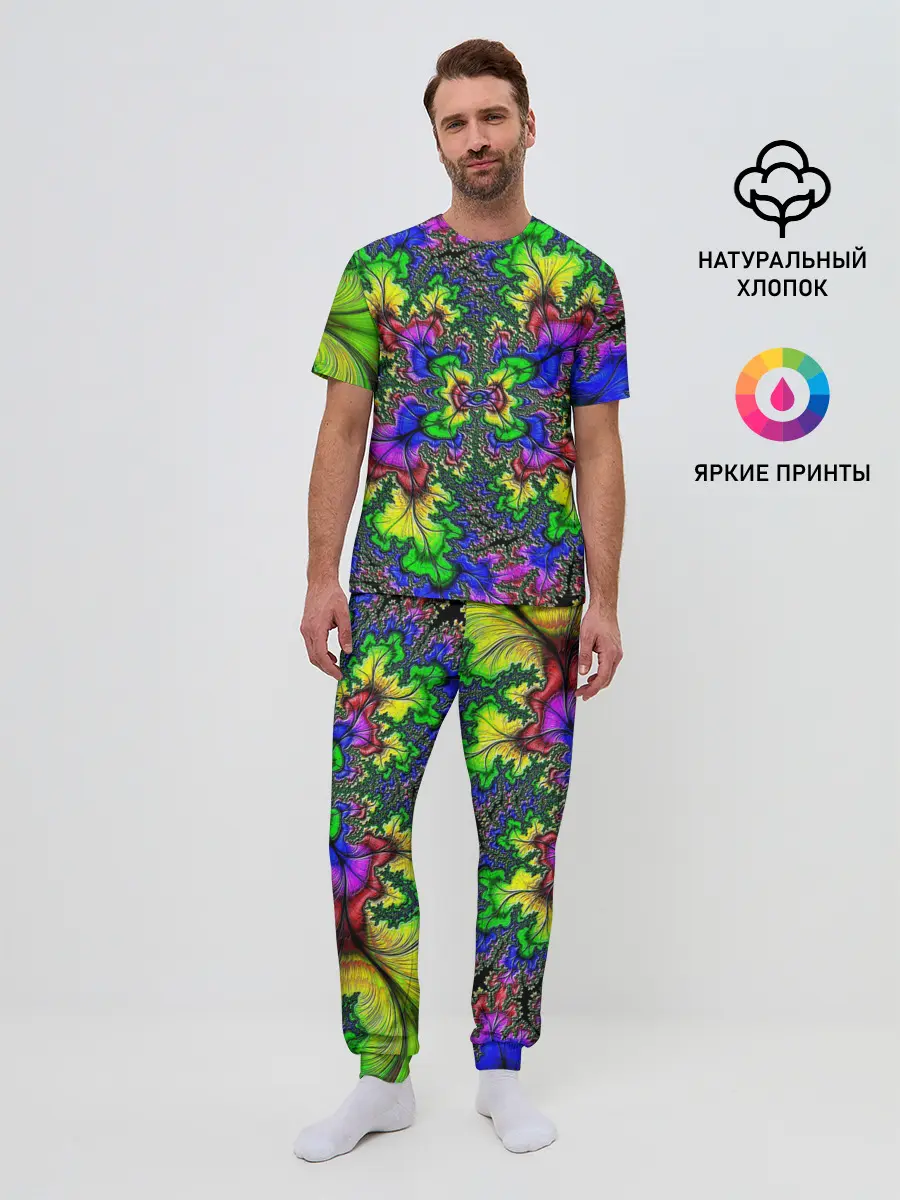 Мужская пижама с брюками / НЕОНОВЫЙ ЦВЕТОК