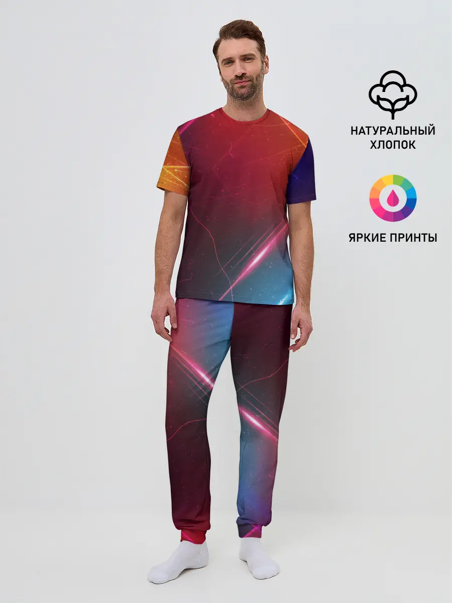 Мужская пижама с брюками / НЕОНОВАЯ АБСТРАКЦИЯ