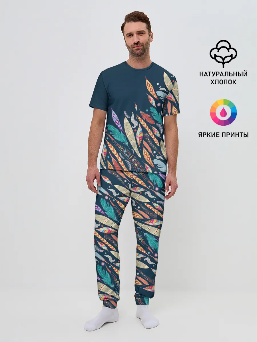 Мужская пижама с брюками / Перья