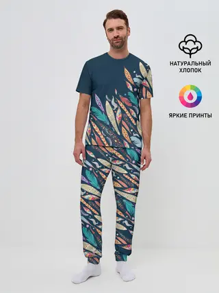 Мужская пижама с брюками / Перья