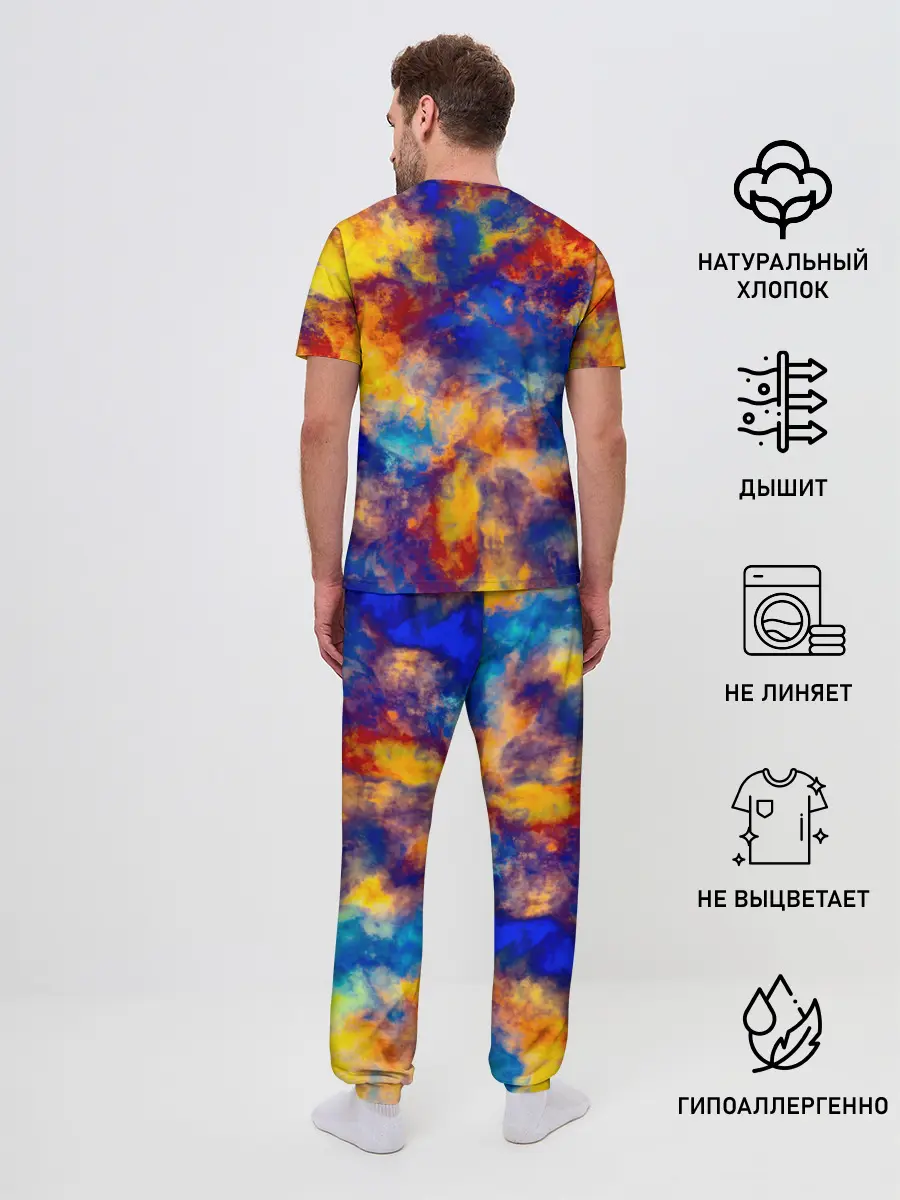 Мужская пижама с брюками / Огненно-синий полутон