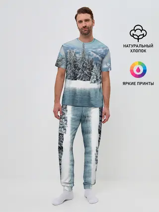 Мужская пижама с брюками / Зимний лес