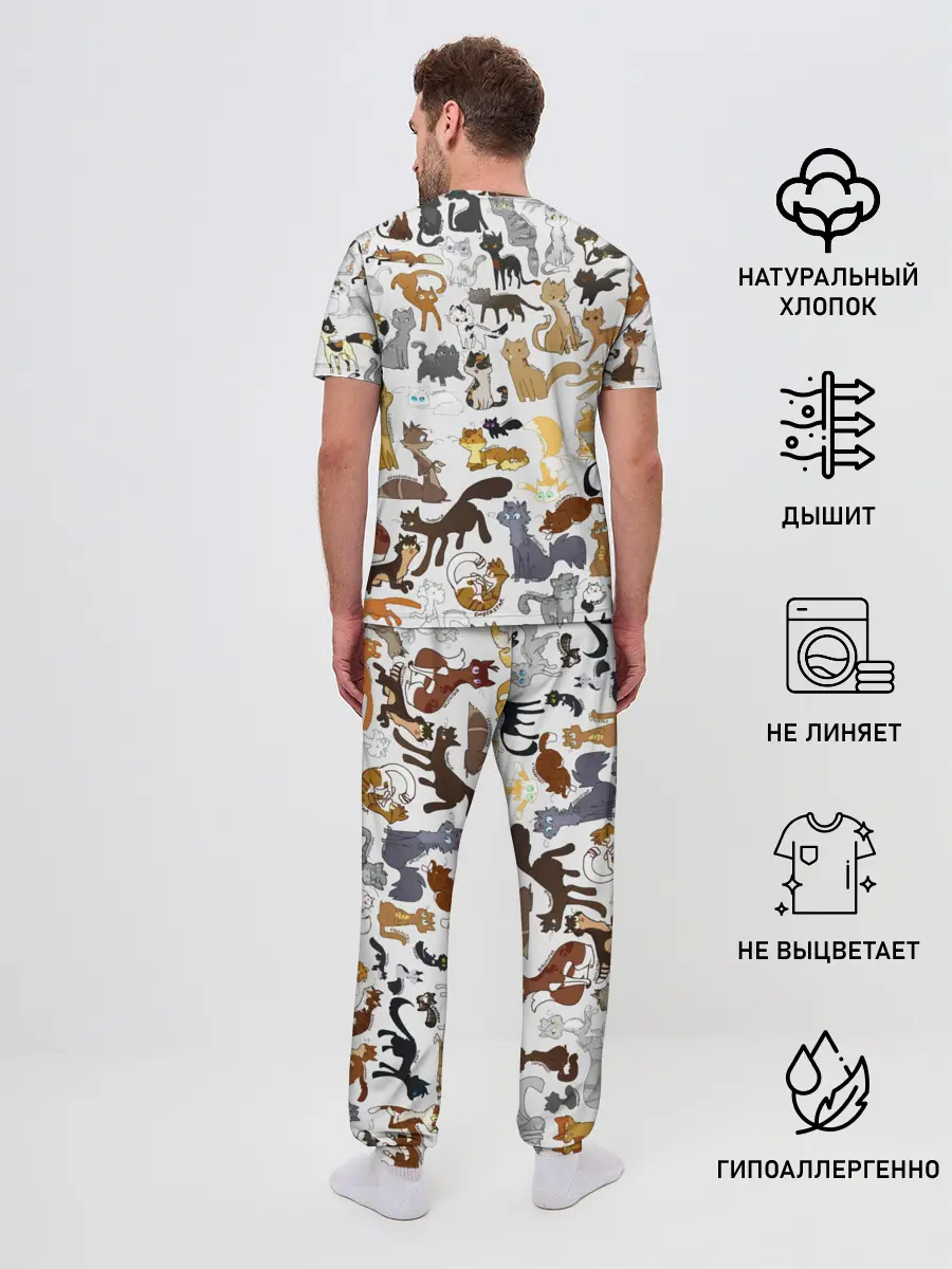 Мужская пижама с брюками / Котоколлаж 01