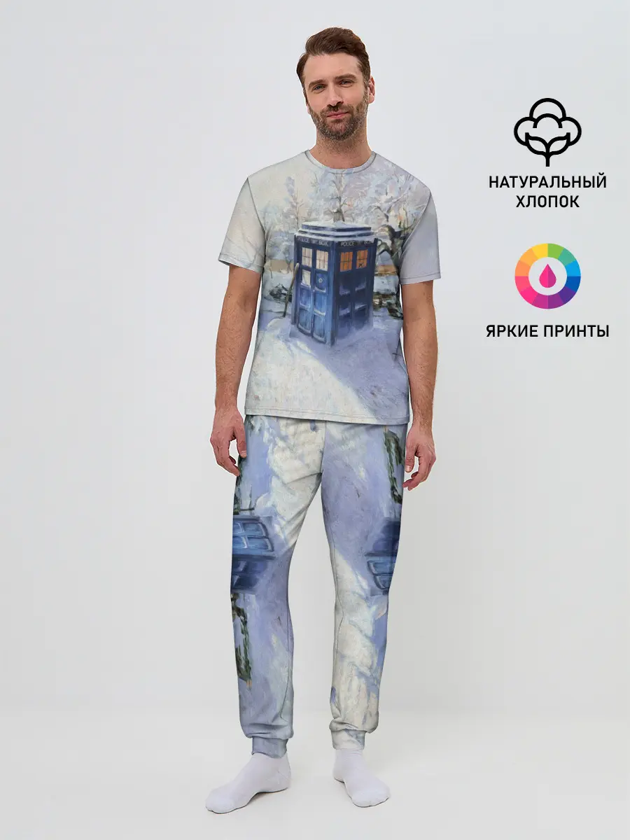 Мужская пижама с брюками / ТАРДИС В СНЕГУ