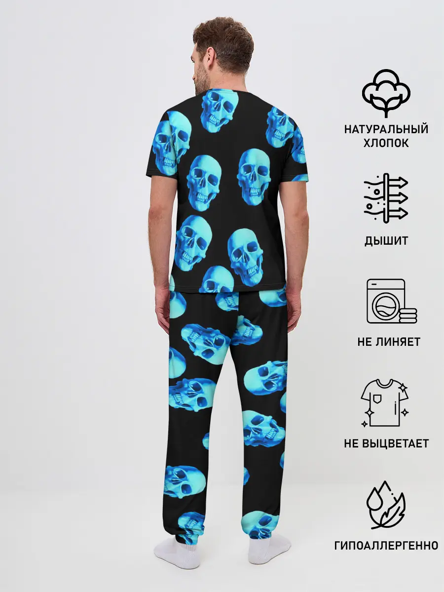 Мужская пижама с брюками / Черепа стиль