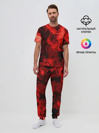 Мужская пижама с брюками / Красный дым