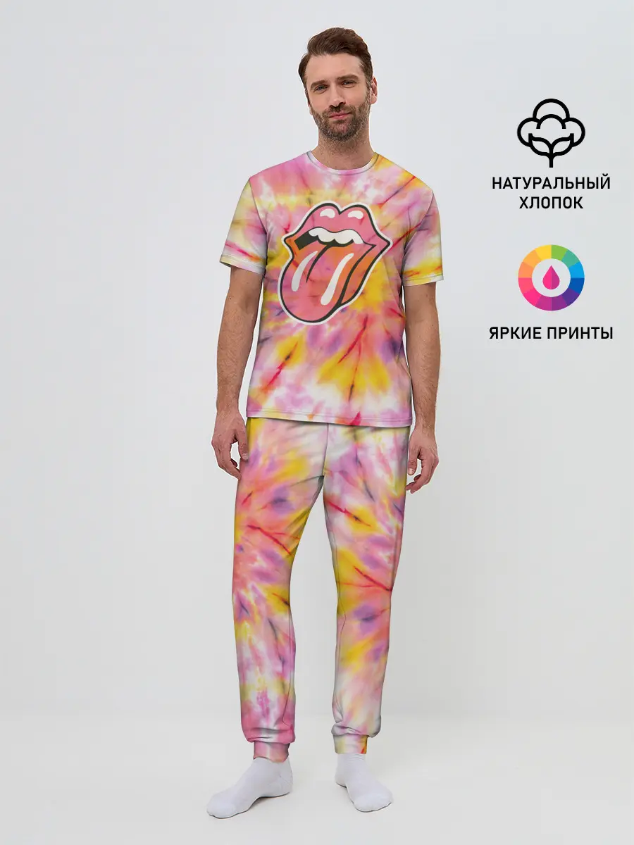 Мужская пижама с брюками / Rolling Stones tie-dye