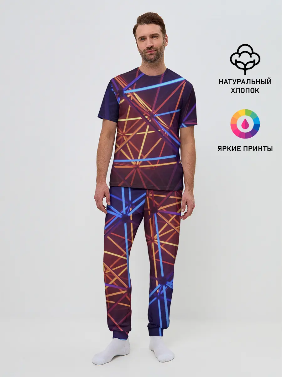 Мужская пижама с брюками / Линии