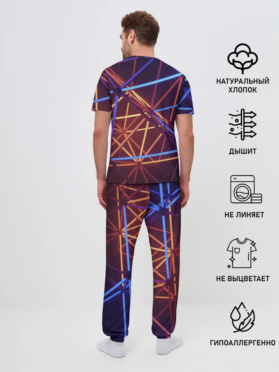 Мужская пижама с брюками / Линии