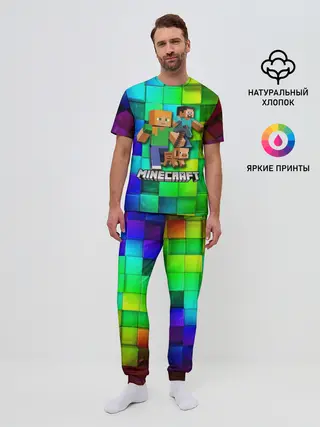 Мужская пижама с брюками / Minecraft / Майнкрафт