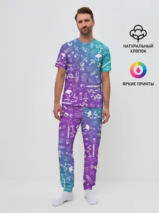 Мужская пижама с брюками / Minecraft pattern