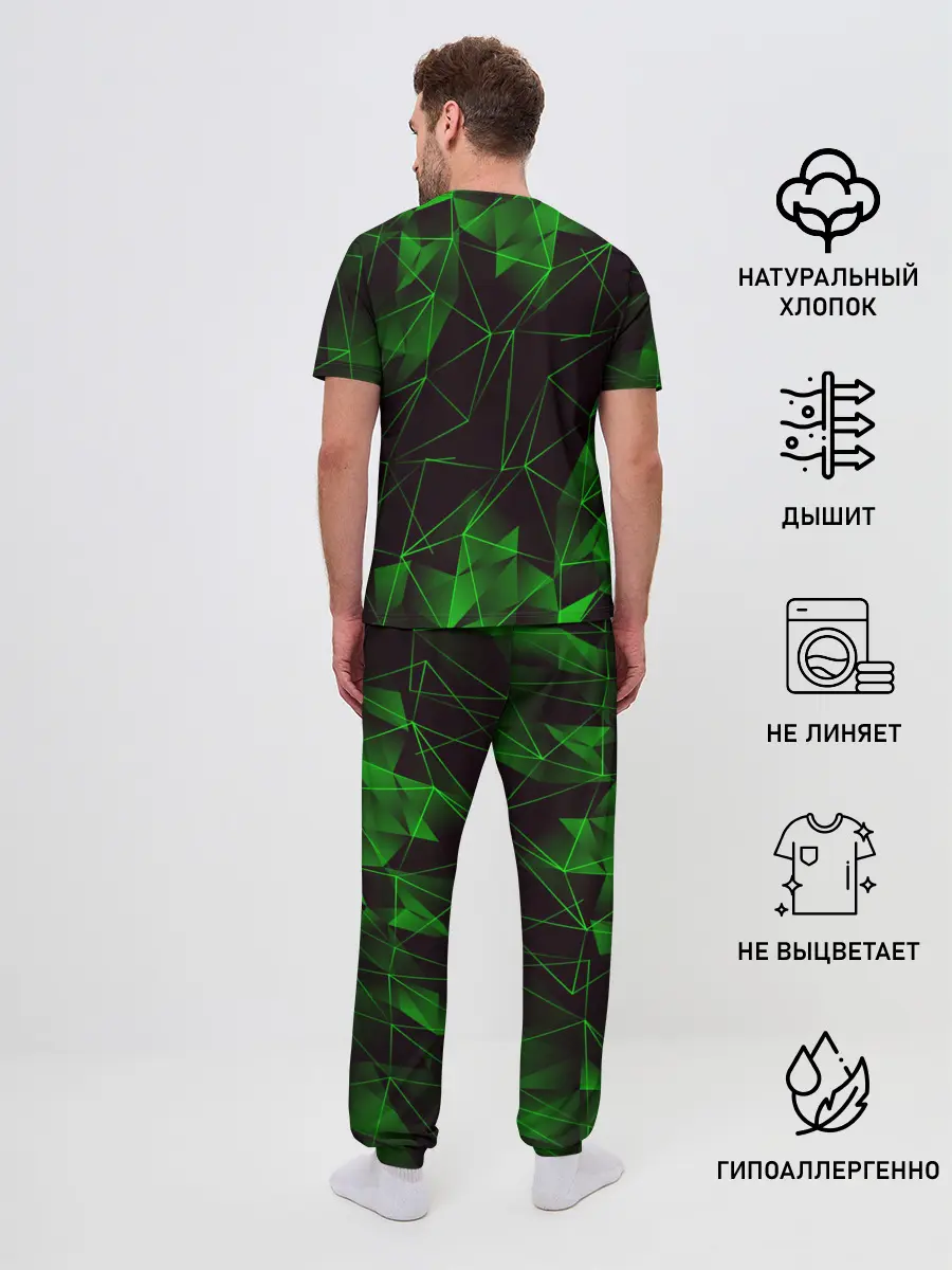 Мужская пижама с брюками / GREEN STRIPES | ЗЕЛЕНАЯ ГЕОМЕТРИЯ