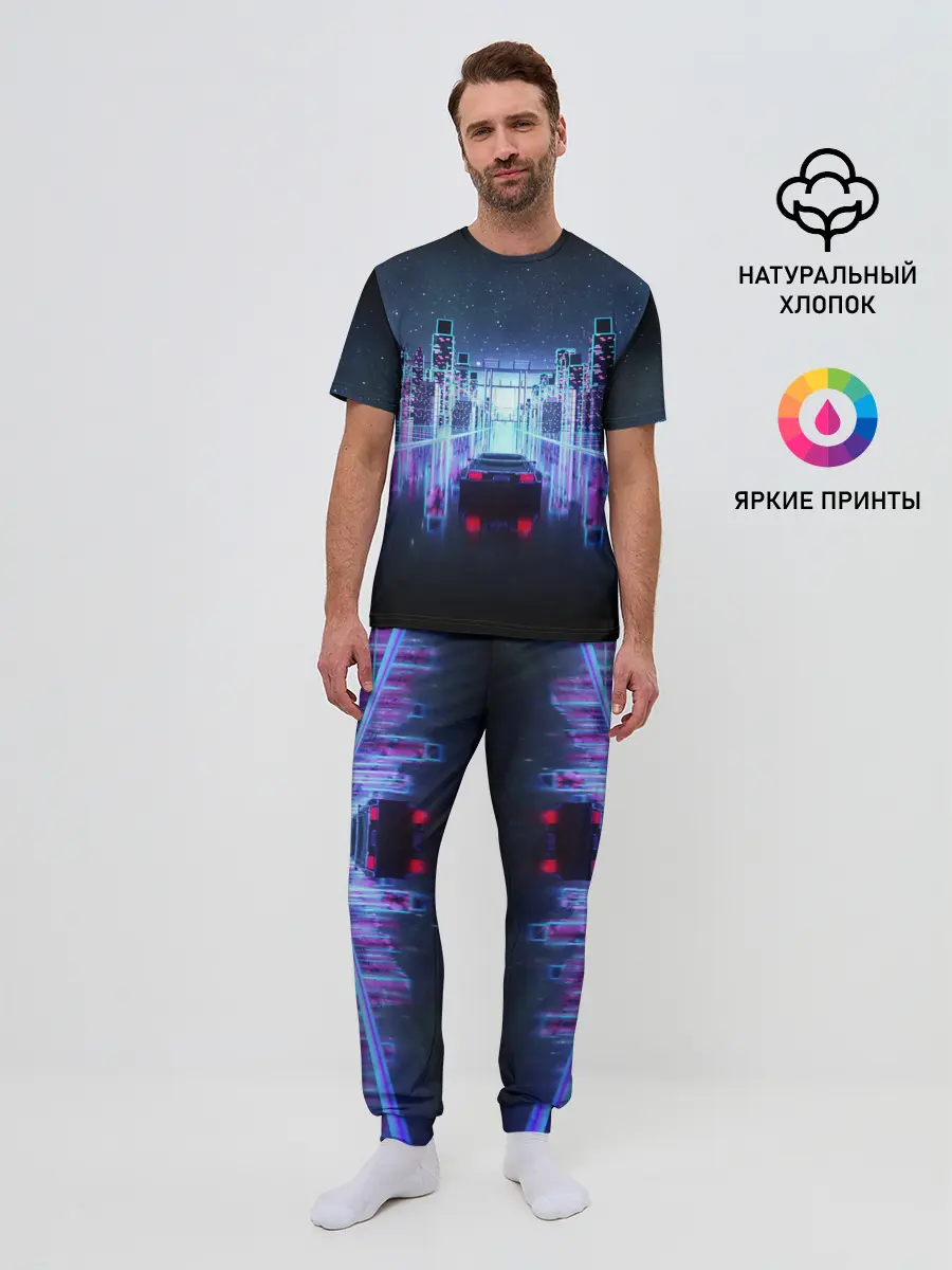 Мужская пижама с брюками / SYNTHWAVE / RETROWAVE