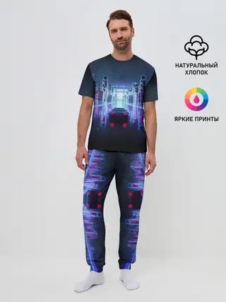 Мужская пижама с брюками / SYNTHWAVE / RETROWAVE
