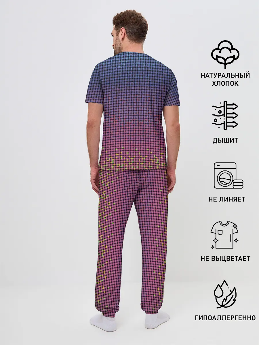 Мужская пижама с брюками / Ретро узор