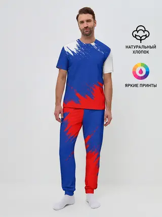 Мужская пижама с брюками / РОССИЯ ТРИКОЛОР