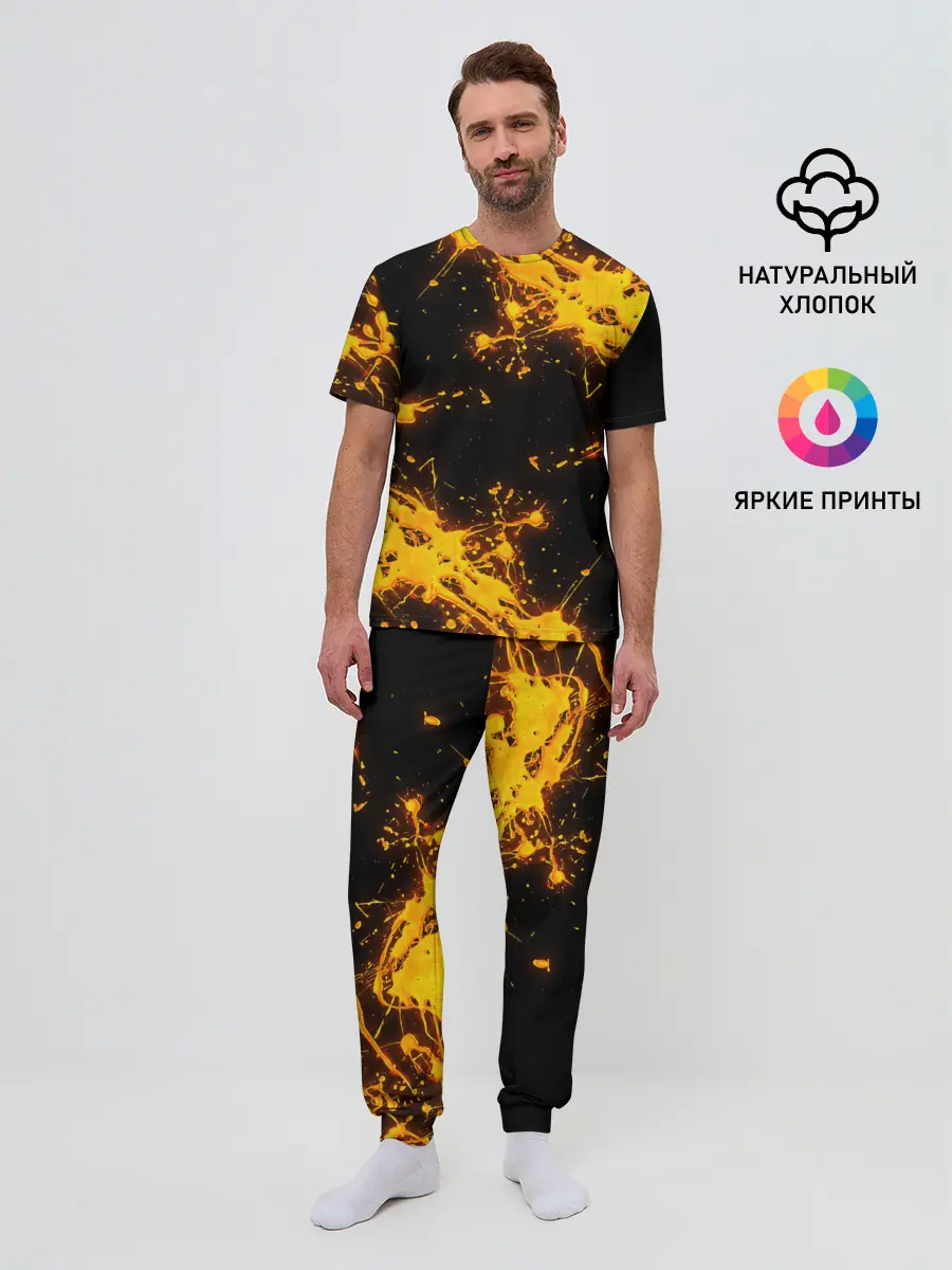 Мужская пижама с брюками / БРЫЗГИ КРАСКИ NEON