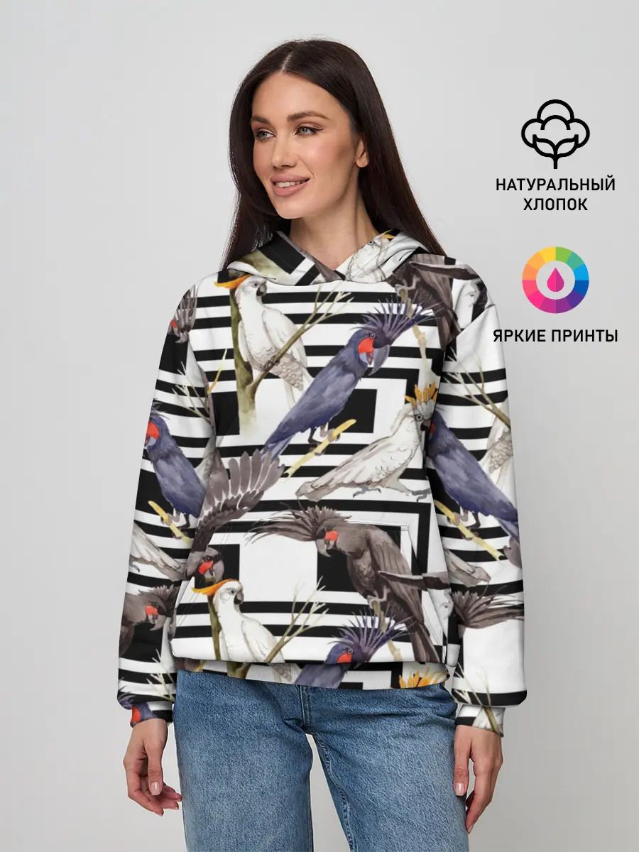 Женское худи / Попугаи какаду