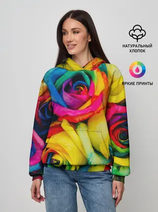 Женское худи / Разноцветные розы
