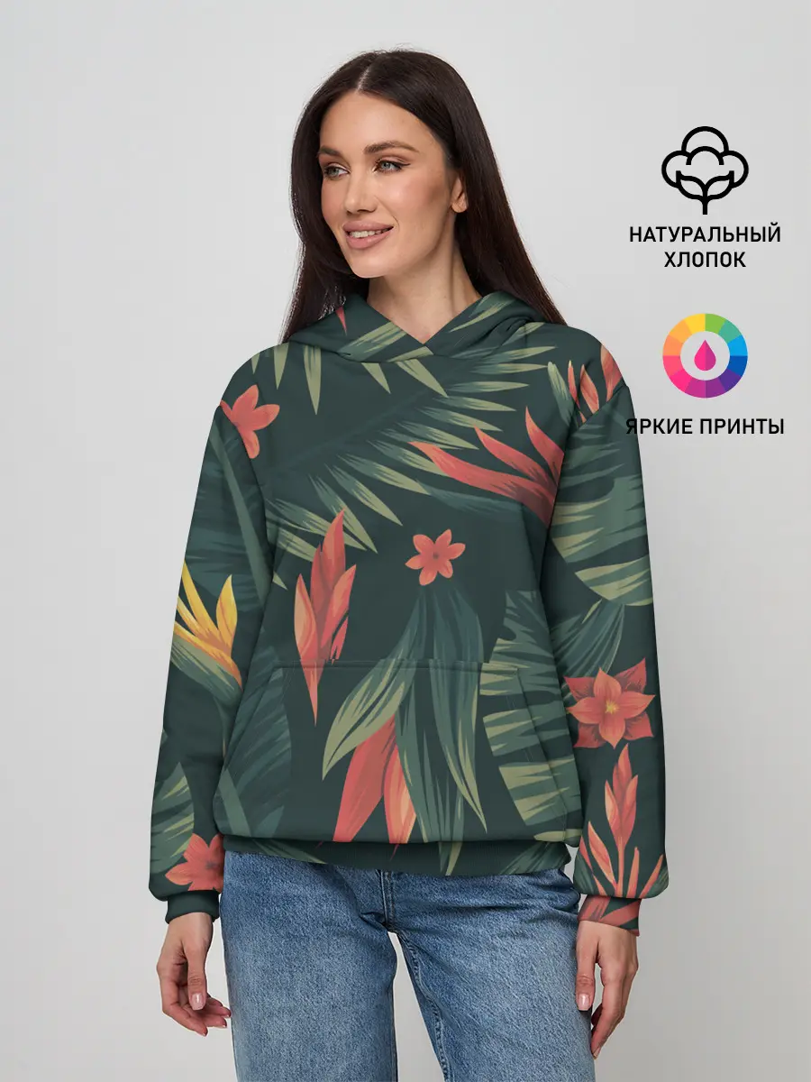 Женское худи / Тропический комуфляж