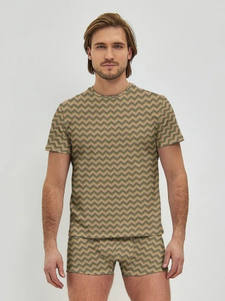 Мужские трусы с футболкой / Абстракция разноцветные зигзаги